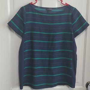 The Limited small blue green striped blouse
